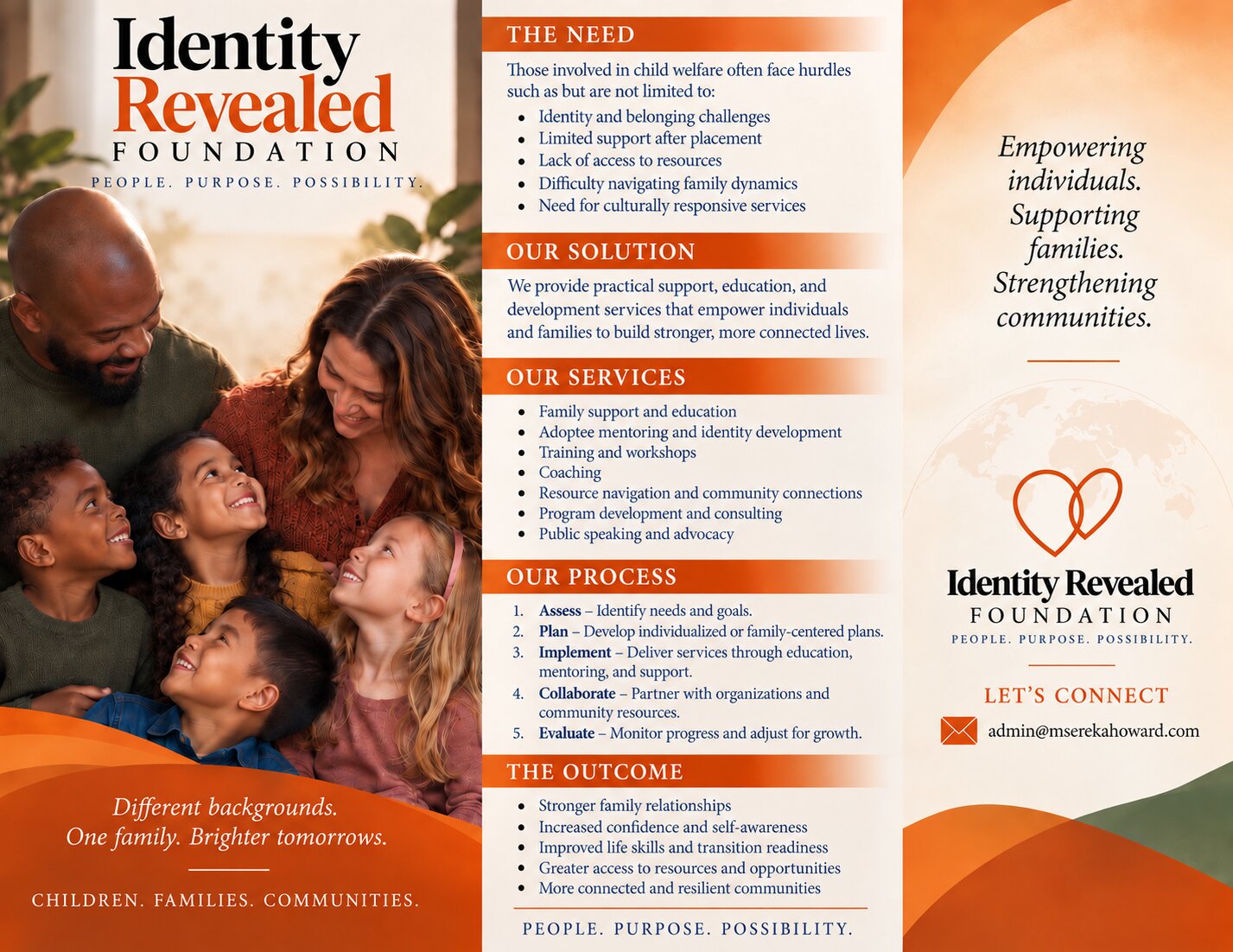Identity Revealed Foundation tri-fold brochure